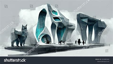 Futuristic House Concept Art Architect Sketch Stock Illustration ...