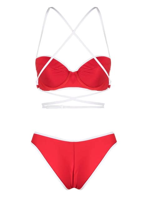 Noire Swimwear Balconette Two Piece Bikini Set Red Farfetch Ao