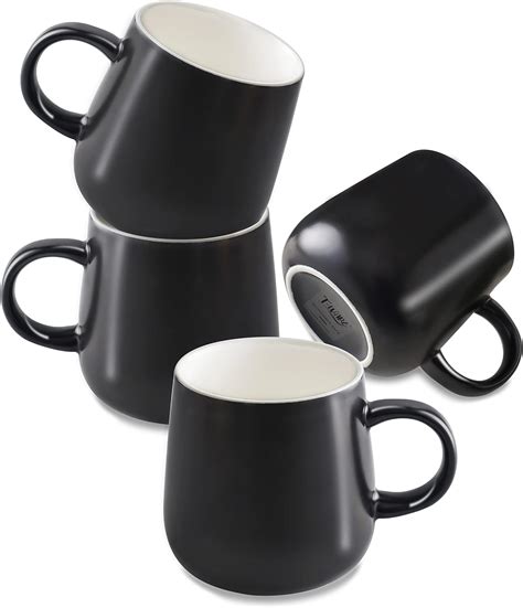 T Ware 12 Oz Coffee Mugs Waxy Black Mug Set Of 4 Ceramic Mugs Coffee Solid Color