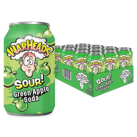 Warheads Sour Green Apple Soda 355 Ml 12 Pack Exotics Wholesale