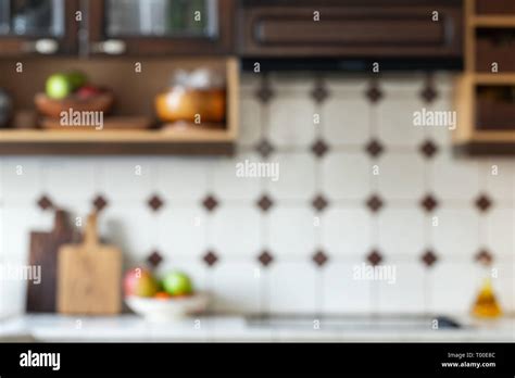 Blurred Backgroundmodern Kitchen With Bokeh Light Vintage Filter