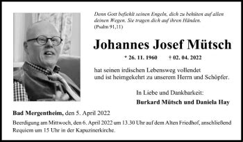 Traueranzeigen Von Johannes Josef M Tsch Trauerportal Ihrer Tageszeitung