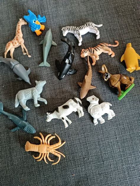 Group of Jungle Animals Toys Isolated Over White Background. Plastic ...