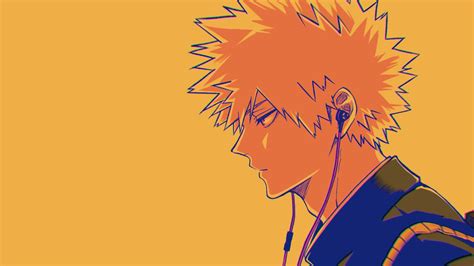 Katsuki Bakugou In Yellow Background Hd My Hero Academia Wallpapers