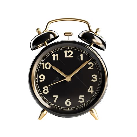 Retro Alarm Clock Isolated Black Color Clock Alarm Old Png