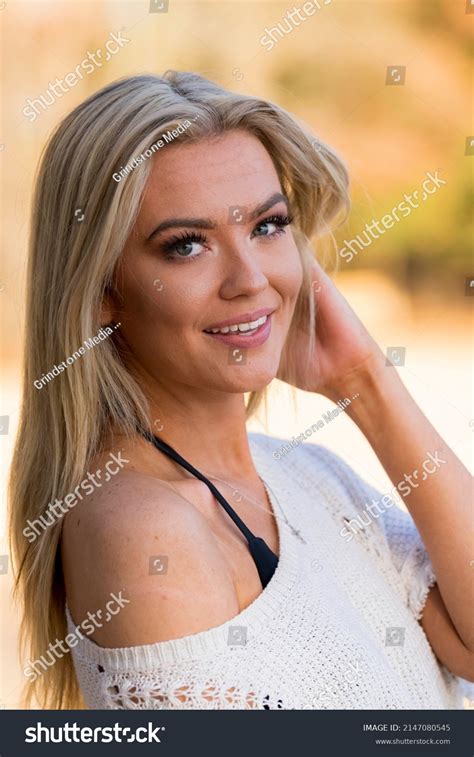 Gorgeous Blonde Bikini Model Poses Outdoors Stock Photo 2147080545 Shutterstock