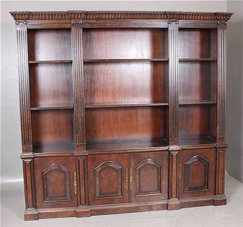 Lot Handcrafted Mahogany 4 Part Bookcase With Cabinet Base And Fluted Columns