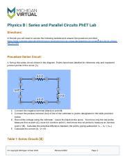 Assignment Series And Parallel Phet Lab Docx Physics B Series