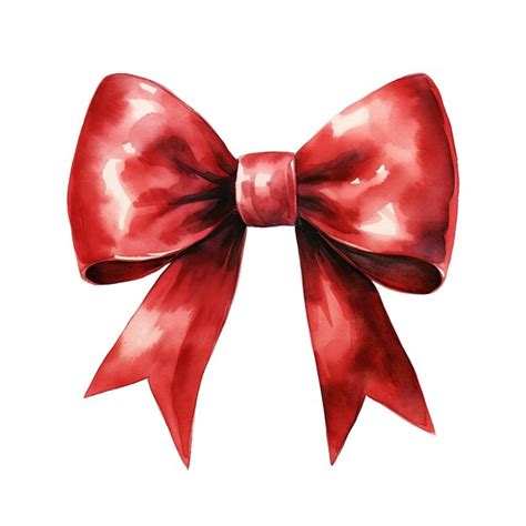 Premium Psd Red Bow For Christmas Event Watercolor Style Ai Generated