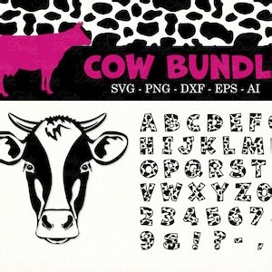 Cow Face Svg Seamless Cow Spots Pattern Cow Silhouette Cow Font Svg