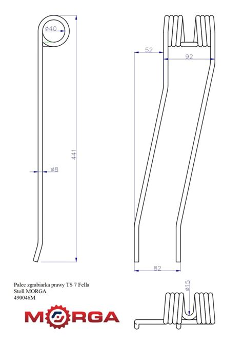 Palec Zgrabiarka Prawy TS 7 Fella Stoll 490046 Malowane Proszkowo MORGA