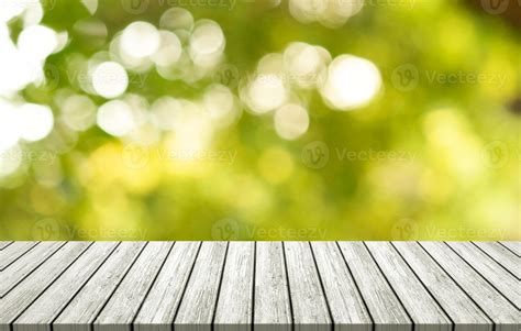 White Wooden Table On Outdoor Forest Blurred Background 13724928 Stock