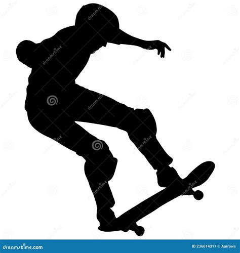 Black Silhouette Of An Athlete Skateboarder In A Jump Stock Vector