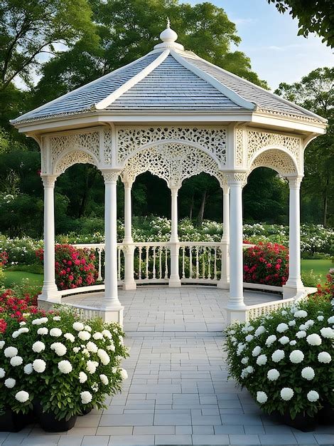 Beautiful Gazebo In Summer Premium Ai Generated Image