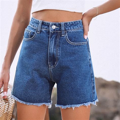 Xysaqa Womens Casual Jeans Denim Shorts With Pockets Summer Bermuda