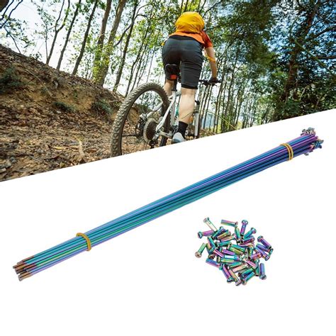 Colorful Rainbow Bicycle Spokes Set Of Guage Aluminum Alloy