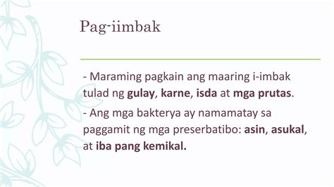 Mga Simpleng Recipe Sa Pag Iimbak Ng Pagkain Ppt