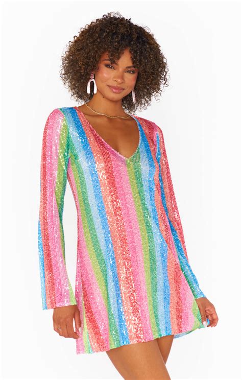 Revenge Mini Dress ~ Bright Stripe Sequins Show Me Your Mumu