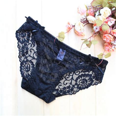 Sexy Women Black Noir Underwear Panties Lace Transparent Women Briefs