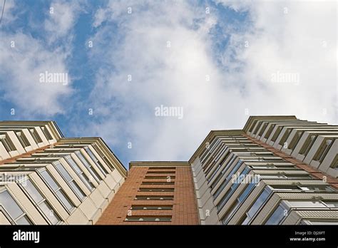A residential multistory house and sky, view from below Stock Photo - Alamy