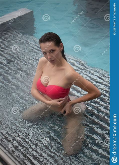 Sensual Woman Chilling In Hot Water Stock Photo Image Of Sensual Bikini 205748474
