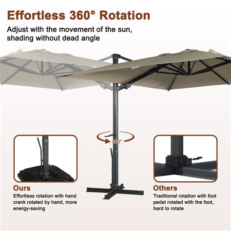 10ft Solar-Powered Cantilever Outdoor Patio Umbrella