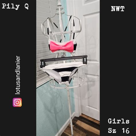 Pilyq Swim Pilyq Girls Black White Striped Bikini Sz 6 Poshmark