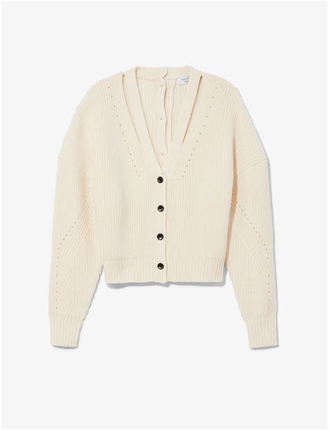 Proenza Schouler White Label Knit Cardigan With Button Back Ivory