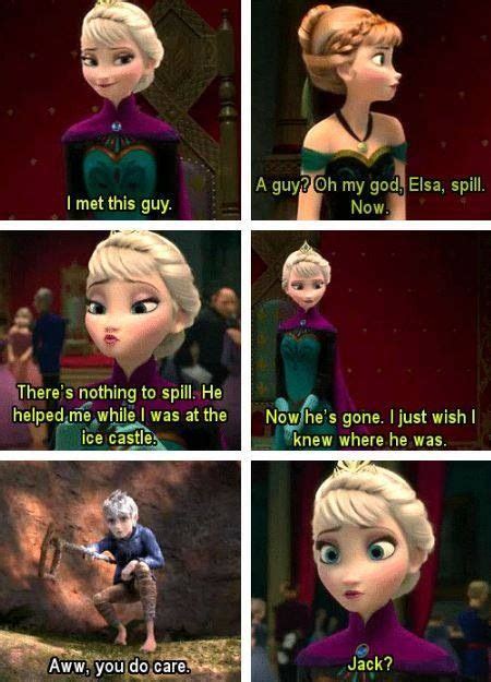 Queen Elsa And Jack Frost Jelsa ♡ Funny Disney Jokes Disney Memes