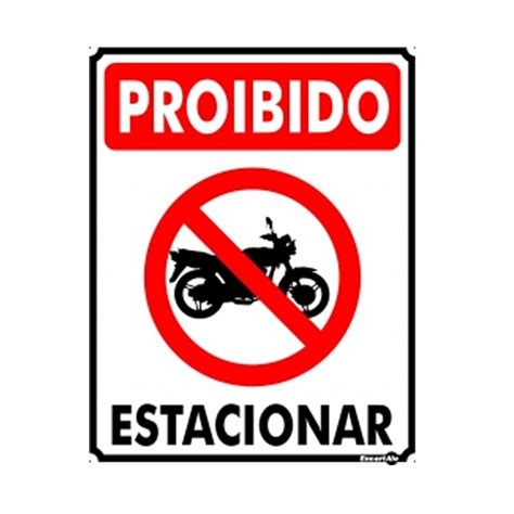 Placa Metal Proibido Estacionar Motos Pm832 Encartale