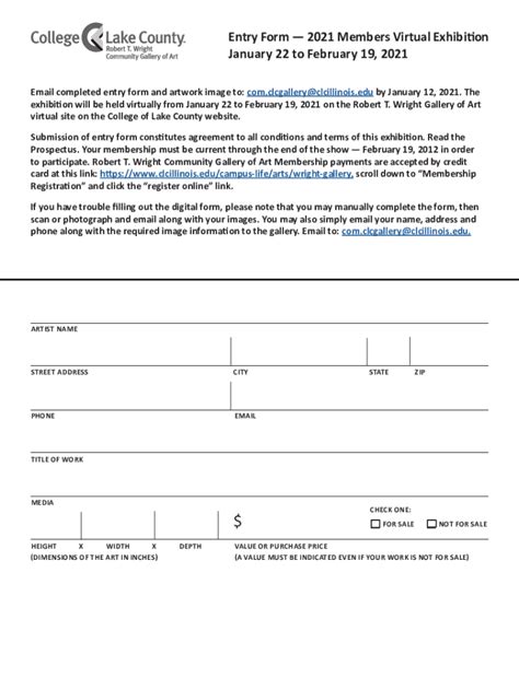 Fillable Online Dept Clcillinois Gallery Entry Forms And Submissions