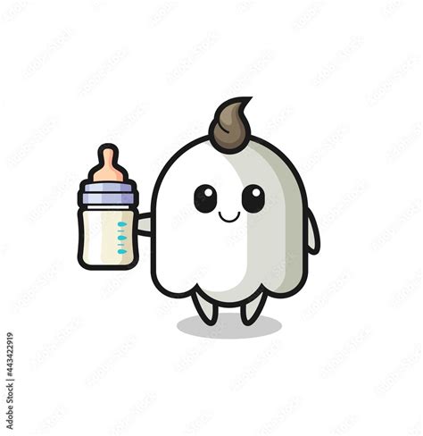 baby ghost cartoon character with milk bottle Stock Vector | Adobe Stock