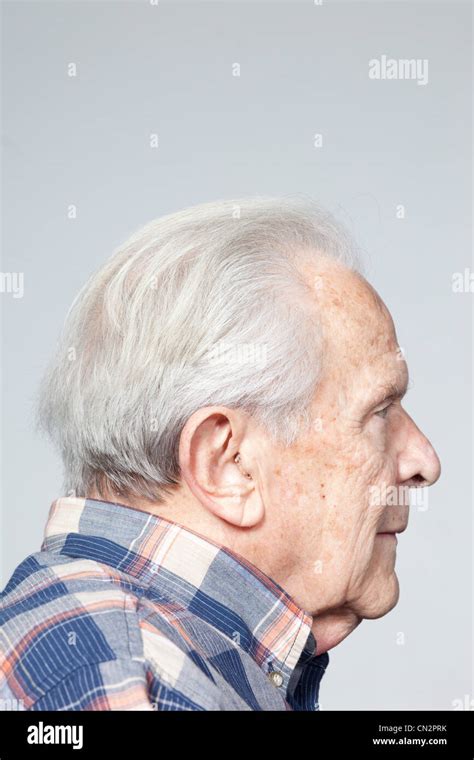 Old Man Side Profile White Background High Resolution Stock Photography