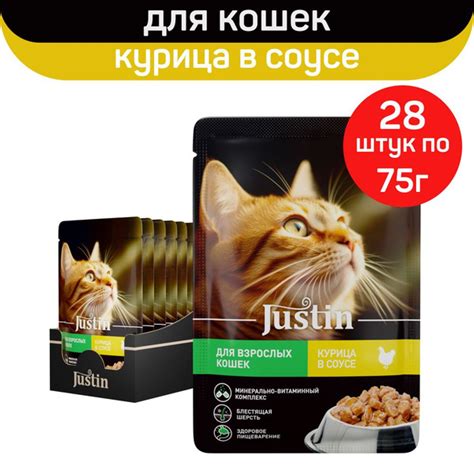 Влажный корм для кошек Justin 28 штук купить на OZON по низкой цене ...