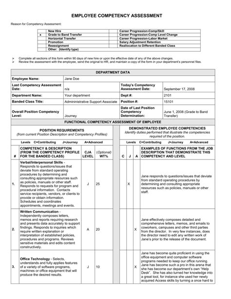 Skill Competency Assessment Template Tutore Org Master Of Documents