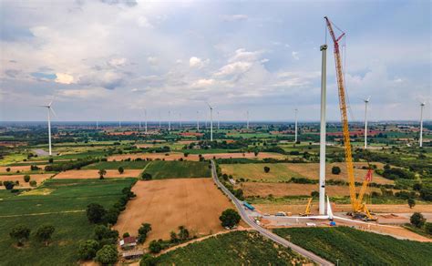 Panoramablick Auf Windpark Oder Windpark Im Wiesenfeld Sind Eine Der