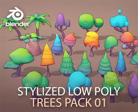 Stylized Low Poly Trees Pack 01 - Blender Market