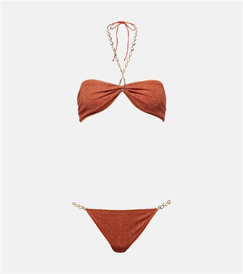 Lumière O Chain lamé bikini in orange Oseree Mytheresa