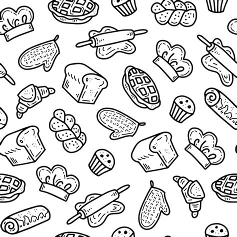 Premium Vector Doodle Bakery Food Tools Seamless Pattern