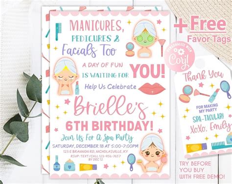 Gold Spa Birthday Party Printable Signs Door Sign Facials Spa Sandals