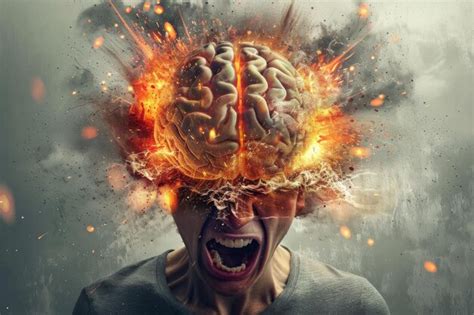 Mind Explosion Mega Energy Brain Angry Concept Creative Blowing