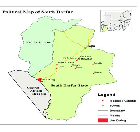 A map of south Darfur State showing the study area. | Download ...