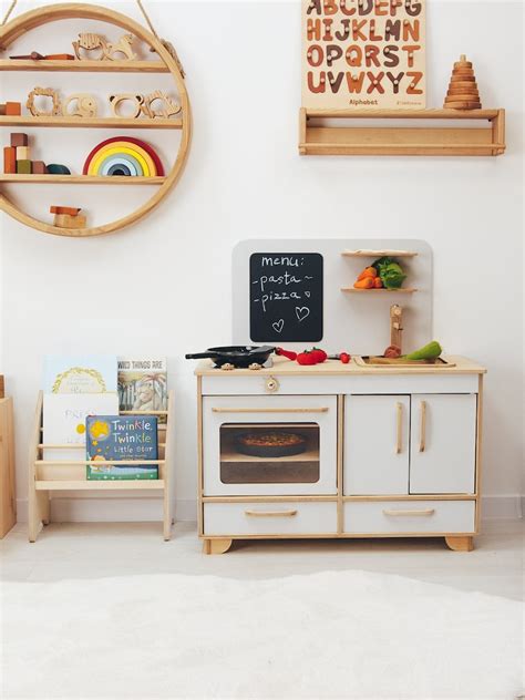 Kids Play Kitchen Pretend Play Kitchen Wood Kitchen Play - Etsy