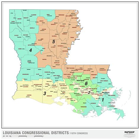 Louisiana 2022 Congressional Districts Wall Map by MapShop - The Map Shop