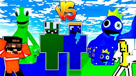 DESAFÍO DE LUCKY BLOCK DE BLUE VS GREEN de RAINBOW FRIENDS en MINECRAFT