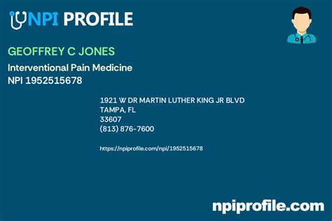 Geoffrey C Jones Npi Pain Medicine In Tampa Fl