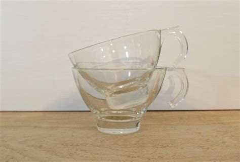 Clear Glass Coffee Mugs or Cups - Unique Handle (Hook Handle Shape ...