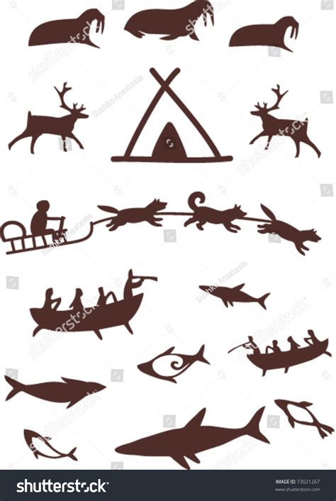 Cave Painting Hunters Animals Vector Based Stock Vector (Royalty Free ...