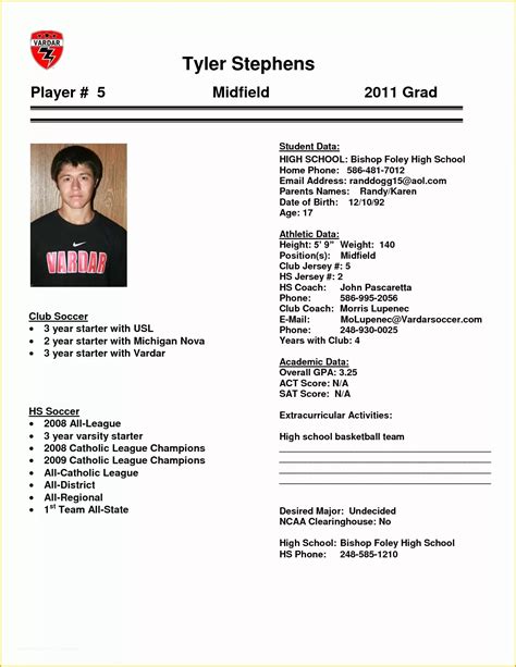 Free Softball Player Profile Template