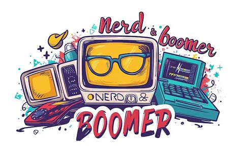 Premium Photo | Nerd and boomer original logo design illustration